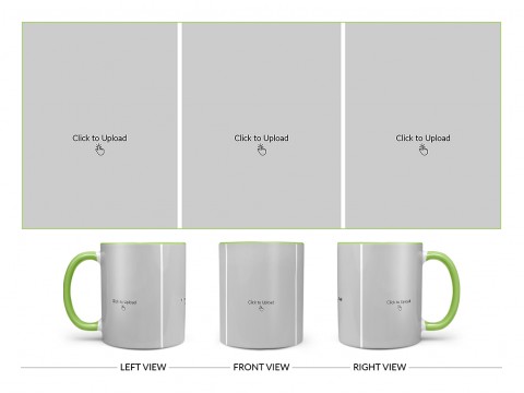 3 Equal Pic Upload Design For Any Occasions & Event Design On Dual Tone Light Green Mug