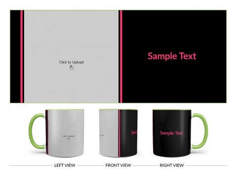 Black Background With Square Pic Upload Design On Dual Tone Light Green Mug