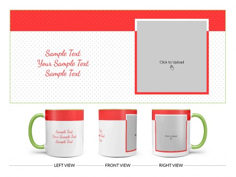 Dotted Pattern Background With Red border Design On Dual Tone Light Green Mug