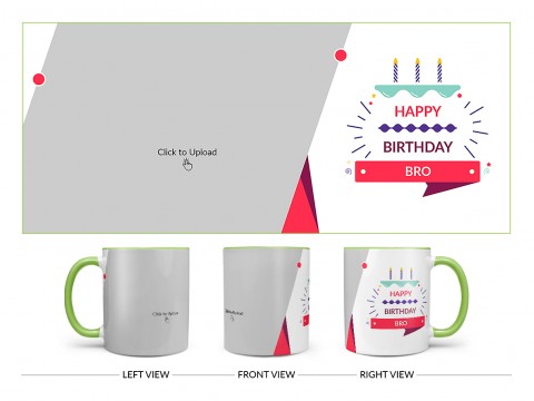 Brother's Birthday With White Background Design On Dual Tone Light Green Mug