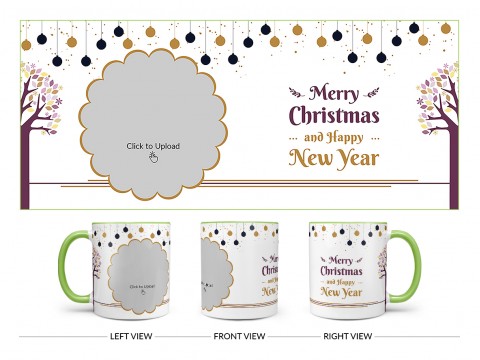 Merry Christmas And Happy New Year Design On Dual Tone Light Green Mug