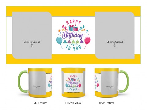 Daughter Birthday With Yellow Borders Design On Dual Tone Light Green Mug