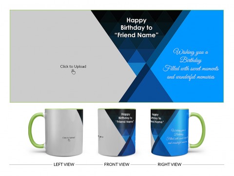Wishing You A Birthday Filled With Sweet Moments Quote Design On Dual Tone Light Green Mug