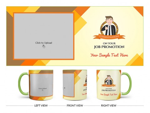 Congratulations For Your Job Promotion Design On Dual Tone Light Green Mug