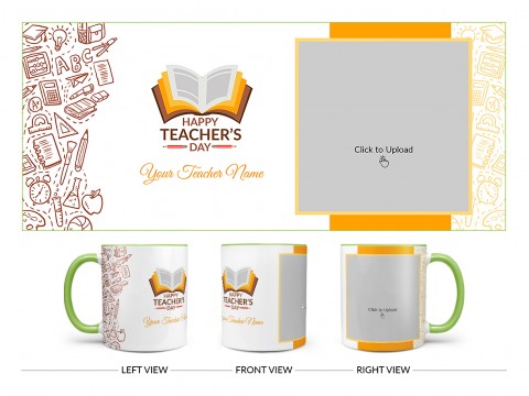 Happy Teacher's Day Design On Dual Tone Light Green Mug