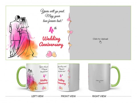 Wedding Anniversary Design On Dual Tone Light Green Mug
