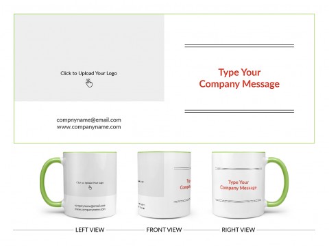 Company Mug With Custom Message Design On Dual Tone Light Green Mug