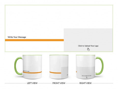 Corporate Mug With Company Message Design On Dual Tone Light Green Mug