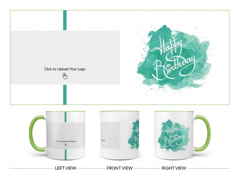 Corporate Mug With Birthday Message Design On Dual Tone Light Green Mug