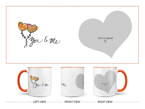 You & Me Design On Dual Tone Orange Mug