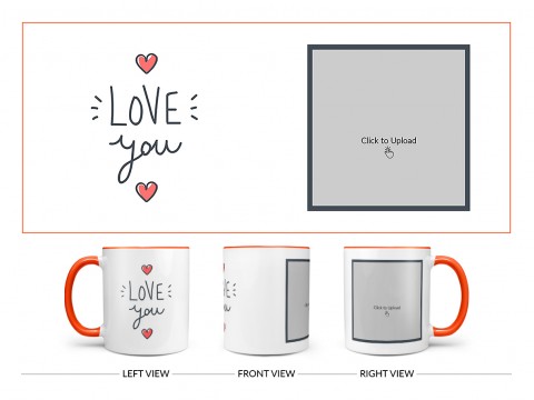 Love You Design On Dual Tone Orange Mug
