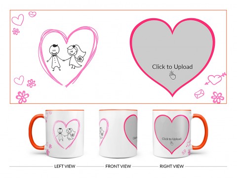 Couple In Wedding Celebrations Design On Dual Tone Orange Mug