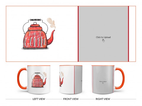 Coffee Jar With Hot Coffees Text For Coffee Lovers Design On Dual Tone Orange Mug