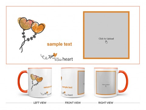 Take Me To Your Heart Quote Design On Dual Tone Orange Mug