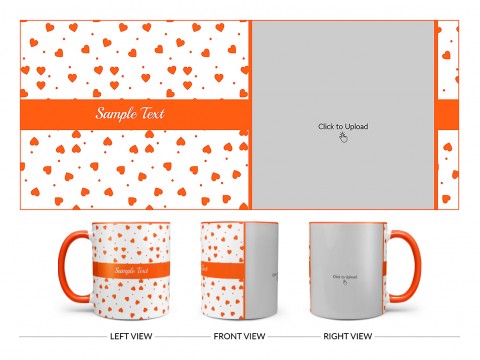 Heart Symbols Pattern Background Design On Dual Tone Orange Mug