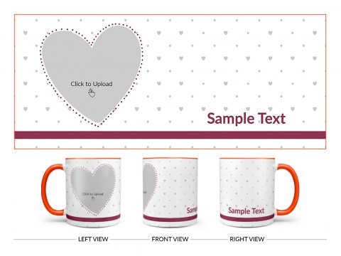 Love Symbol & Dotted Pattern Background Design On Dual Tone Orange Mug