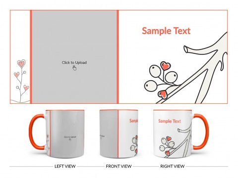Lover Symbols Tree Branch Design On Dual Tone Orange Mug