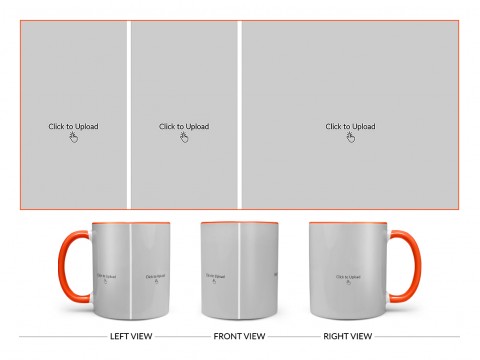3 Pic Upload Design For Any Occasions & Event Design On Dual Tone Orange Mug