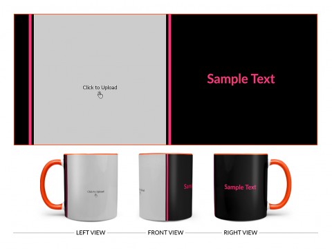 Black Background With Square Pic Upload Design On Dual Tone Orange Mug