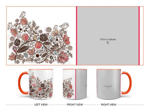 Artisic Design On Dual Tone Orange Mug