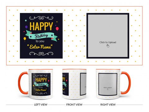 Boy Friend Birthday Yellow Dots Background Design On Dual Tone Orange Mug
