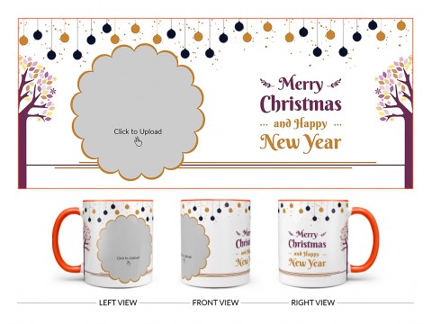 Merry Christmas And Happy New Year Design On Dual Tone Orange Mug