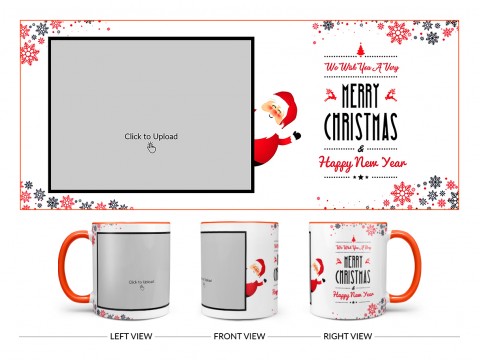 We Wish You A Very Merry Christmas Design On Dual Tone Orange Mug