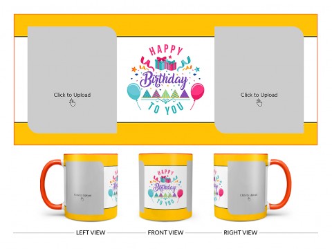 Daughter Birthday With Yellow Borders Design On Dual Tone Orange Mug