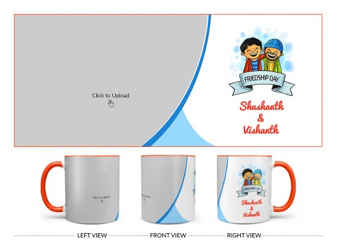 Friendship Day Design On Dual Tone Orange Mug
