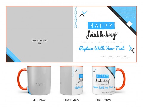 Happy Birthday Design On Dual Tone Orange Mug
