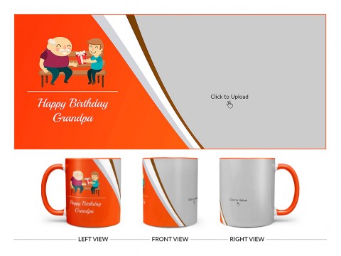 Happy Birthday Grandpa Design On Dual Tone Orange Mug