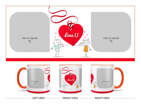 Love You Tag Design On Dual Tone Orange Mug