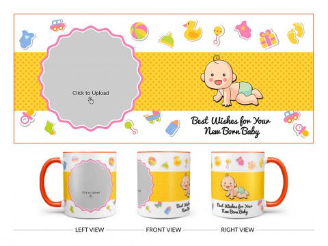 Best Wishes For Your New Born Baby Design On Dual Tone Orange Mug