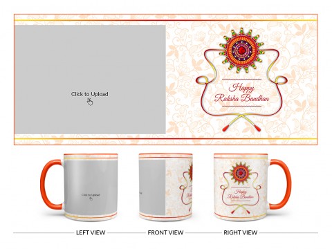 Happy Rakshabandan Design On Dual Tone Orange Mug