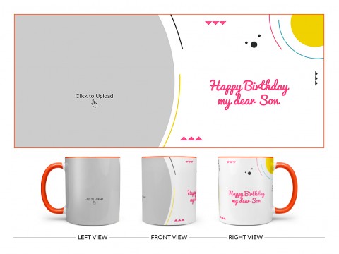 Happy Birthday My Dear Sister Design On Dual Tone Orange Mug