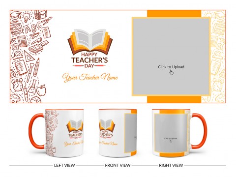 Happy Teacher's Day Design On Dual Tone Orange Mug