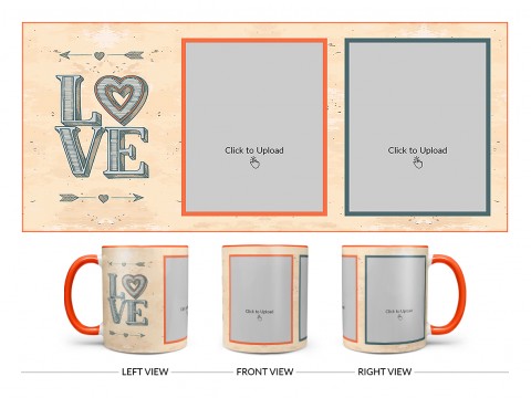 Vintage Background With Love Text Design On Dual Tone Orange Mug