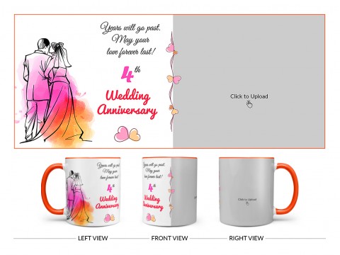 Wedding Anniversary Design On Dual Tone Orange Mug