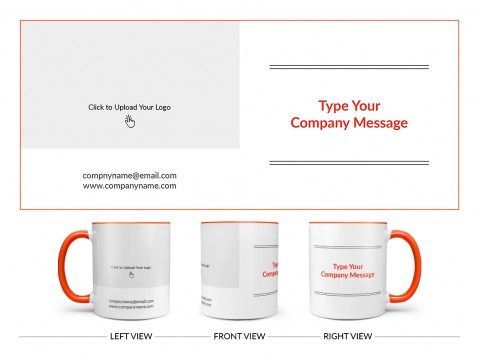 Company Mug With Custom Message Design On Dual Tone Orange Mug