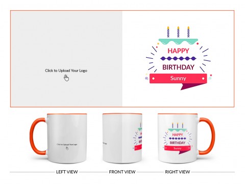 Company Mug With Birthday Message Design On Dual Tone Orange Mug
