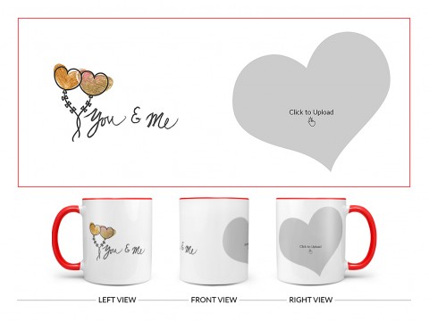 You & Me Design On Dual Tone Red Mug