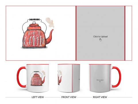 Coffee Jar With Hot Coffees Text For Coffee Lovers Design On Dual Tone Red Mug