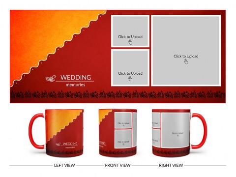 Wedding Memories With Traditional Background Design On Dual Tone Red Mug