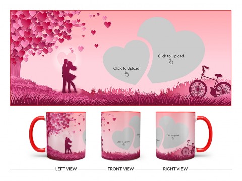 Young Couple In Love World Design On Dual Tone Red Mug