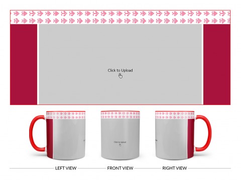 Floral Pattern Top border Design On Dual Tone Red Mug