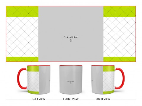 Green borders With Dotted Line Background Design On Dual Tone Red Mug