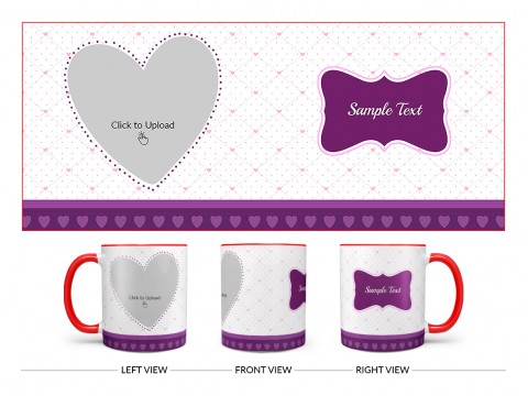 Love Symbol Pic Upload With Dotted border Design On Dual Tone Red Mug