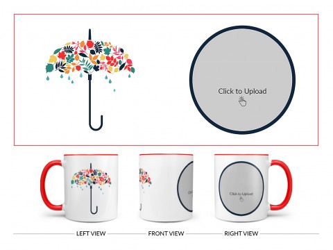 Flower Design Umbrella Design On Dual Tone Red Mug