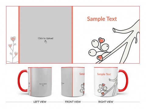 Lover Symbols Tree Branch Design On Dual Tone Red Mug