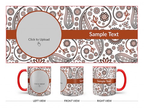 Floral Design Background Design On Dual Tone Red Mug